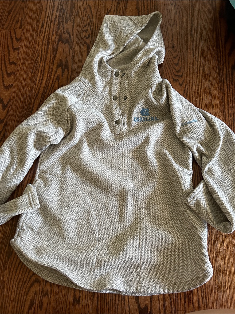 Columbia Hooded Pullover - Light Gray with Blue Logo